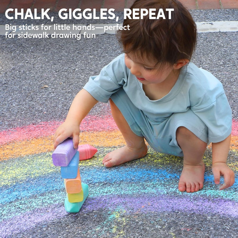 JOYIN 12 PCS Jumbo Sidewalk Chalk with 6 Colors, Washable Sidewalk Chalk for Kids, Non-Toxic School Supplies, Outdoor Games, Playground Accessories - Image 5